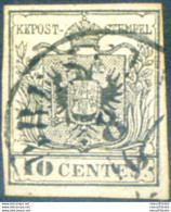 Lombardo Veneto. Stemma, Carta A Macchina 10 C. 1854-1857. Usato. - Ohne Zuordnung