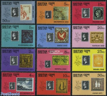 Bhutan 1990 Stamp World London 12v, Mint NH, Stamps On Stamps - Postzegels Op Postzegels