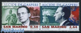 San Marino 2011 Alcide De Gasperi 2v [:], Mint NH, History - Various - Politicians - Justice - Nuevos