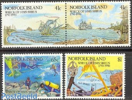 Norfolk Island 1990 HMS Sirius 4v (2v+[:]), Mint NH, History - Sport - Transport - Diving - Ships And Boats - Disasters - Tauchen