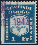 Heimat AG Brugg 1943 Fiscal-, Gebührenmarke 1 Fr. Blau - Revenue Stamps