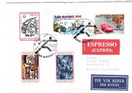 Saint Marin - Lettre Exprès De 1987 - Oblit San Marino - Exp Vers Kirchheim - Cachet De Mindelheim - Voitures - - Lettres & Documents