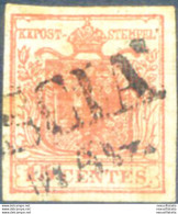 Lombardo Veneto. Stemma, Carta A Coste Verticali 15 C. II Tipo 1851. Usato. - Non Classés
