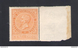 1874 Regno D'Italia, Ricognizione Postale, Effige Di Vittorio Emanuele II, 10 Cent Ocra, N. 1, MNH** Discreta/Ottima Cen - Sonstige & Ohne Zuordnung