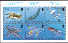 ARCTIC-ANTARCTIC, BRITISH ANTARCTIC T. 1994 FROOD CHAIN SHEET OF 6, FAUNA** - Antarktischen Tierwelt