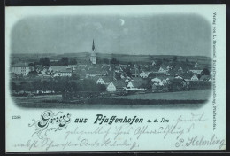 Mondschein-AK Pfaffenhofen A. D. Ilm, Teilansicht  - Pfaffenhofen