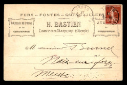 55 - LIGNY-EN-BARROIS - CARTE DE SERVICE DES ETS H. BASTIEN, FERS - FONTES - QUINCAILLERIE - SANS EDITEUR - Ligny En Barrois