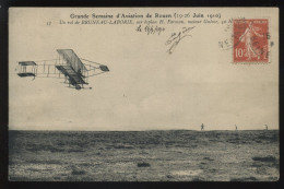 AVIATION - GRANDE SEMAINE D'AVIATION DE ROUEN JUIN 1910 - BRUNEAU-LABORIE SUR BIPLAN FARMAN - ....-1914: Précurseurs