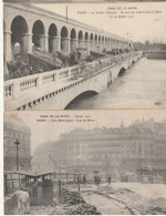 PARIS - Crue De La Seine Janvier 1910 - 2  CPA : Gare St Lazare - Viaduc D'Auteuil - - Paris Flood, 1910