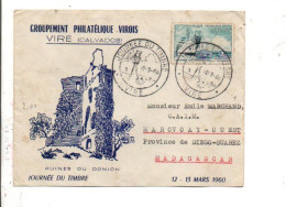 AFFRANCHISSEMENT TRES COMPOSE SUR JOURNEE DU TIMBRE DE VIRE POUR MADAGASCAR 1960 - Tarifs Postaux