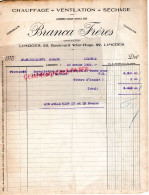 87 -LIMOGES -FACTURE BRANCA FRERES- CHAUFFAGE 22 BOULEVARD VICTOR HUGO- 1922 PLOMBERIE - Straßenhandel Und Kleingewerbe