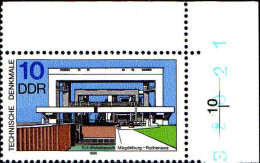 Rda Poste N** Yv:2810 Mi:3204 Schiffshebewerk Magdeburg Rothensee Coin De Feuille - Unused Stamps