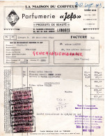 87- LIMOGES- FACTURE PARFUMERIE JEFO-MAISON DU COIFFEUR-81 FG ANGOULEME-36 RUE DU CLOS LONDEIX-1943- SAVON PALMOLIVE - Perfumería & Droguería