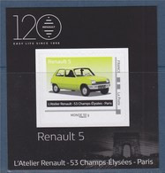 Renault 5 Autocollant TVP Monde 50g L'Atelier Renault Paris Cadre Philaposte, Neuf Adhésif, Mini Collector - Ungebraucht