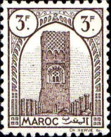 Maroc (Prot.Fr) Poste N** Yv:216 Mi:200 Rabat Tour Hassan Dent 12 G.brillante - Unused Stamps