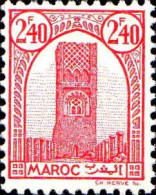 Maroc (Prot.Fr) Poste N** Yv:215 Mi:199 Tour Hassan Dent 12 G.brillante - Nuevos