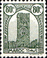 Maroc (Prot.Fr) Poste N** Yv:210B Mi:194B Tour Hassan Dent.12 Gom.mate - Unused Stamps