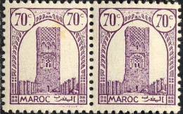 Maroc (Prot.Fr) Poste N** Yv:209 Mi:193 Rabat Tour Hassan Dent 12 G.brillante Paire - Unused Stamps