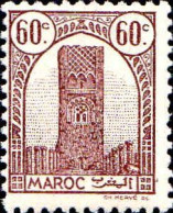 Maroc (Prot.Fr) Poste N** Yv:208B Mi:192B Tour Hassan Dent.12 Gom.mate - Unused Stamps