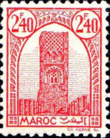 Maroc (Prot.Fr) Poste N* Yv:215B Mi:199B Tour Hassan Dent.12 Gom.mate (Trace De Charnière) - Unused Stamps