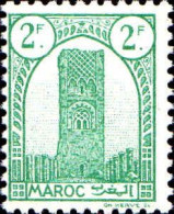 Maroc (Prot.Fr) Poste N* Yv:214 Mi:198 Rabat Tour Hassan Dent 12 G.brillante (points De Rouille) - Neufs