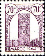 Maroc (Prot.Fr) Poste N* Yv:209B Mi:193B Tour Hassan Dent.12 Gom.mate (Trace De Charnière) - Nuevos