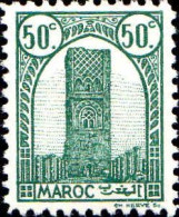 Maroc (Prot.Fr) Poste N* Yv:207A Tour Hassan Dent.11½ (Trace De Charnière) - Neufs