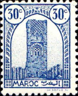 Maroc (Prot.Fr) Poste N* Yv:205 Mi:189 Tour Hassan Dent 12 G.brillante (Trace De Charnière) - Unused Stamps