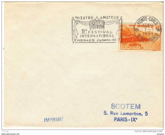 MONACO 7/07 1961 FESTIVAL INTERNATIONAL THEÂTRE AMATEUR - Postmarks