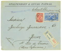 P3400 - GREECE , 1907 REGISTRED LETTER SPECIAL RATE, SAMPLES WITHOUT VALUE, FROM >PATRAS TO ROUEN (FRANCE) 25 + 10 LEPTA - Zomer 1896: Athene