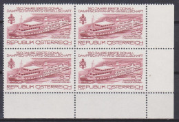 1979 , Mi 1603 ** (2) -  4 Er Block Postfrisch - 150 Jahre Erste Donau - Dampfschiffahrts - Ges. , Fahrgastschiff " - Unused Stamps