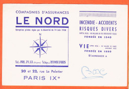 14836 / ⭐ PARIS IX Compagnies Assurances LE NORD 20-22 Rue LE PELETIER Incendie Accident Risques Vie Buvard-Blotter  - Banco & Caja De Ahorros