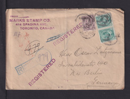 1909 - 10 C. Und 2x 1 C. - Einschreibbrief Ab Toronto Nach Berlin - Briefe U. Dokumente