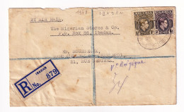 Registered Letter 1948 Ibadan Nigeria The Nigerian Stores & Co. Marcinelle Charleroi Belgique - Nigeria (...-1960)