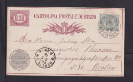 1878 - 10 C. Ganzsache Mit Zufrankatur Ab Roma Nach Berlin - Stamped Stationery