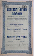 Société Pour Lépuration De La Vesdre - Verviers - 1929 - Action De 500 Francs - Eau