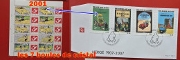 2001- DUOSTAMPS 10 TINTIN -7 BOULES DE CRISTAL - 2001-2010