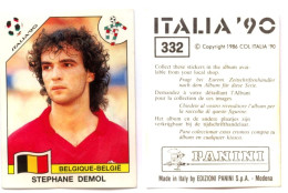 PANINI "ITALIA ‘90" - N° 332 : Stéphane DEMOL (Belgique / België) - SAM - Franse Uitgave