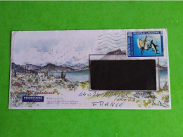 N° 743 SUR  DE LETTRE  ILLUSTRÉE PAR AVION DE NOUVELLE CALEDONIE + CARTE POSTALE KIOSQUE A MUSIQUE - Collections, Lots & Séries