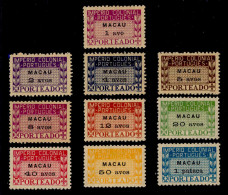 ! ! Macau - 1947 Postage Due (Complete Set) - Af. P 34 To 43 - MH (kmYT120) - Segnatasse