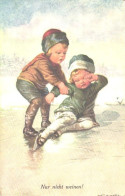 Wally Fialkowska:Nur Nicht Weinen, Girl-skater Falled, Helping Kid, Pre 1926 - Fialkowska, Wally