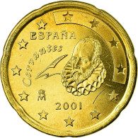 Espagne, 20 Euro Cent, 2001, SPL, Laiton, KM:1044 - España