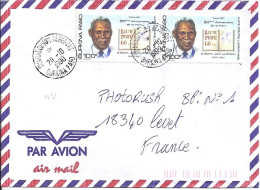 BURKINA FASO N° 751x2 S/L.DE OUAGADOUGOU/20.10.90  POUR LA FRANCE - Burkina Faso (1984-...)
