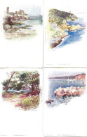 Lot De 6 CPA Illustrées - E.Lessieux ( St-Honorat, La Napoule, Cap Ferrat, Nice, Villefranche, Cimiez) - Lessieux