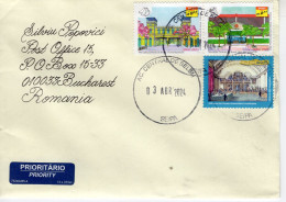 BRAZIL: BUILDINGS On Cover Circulated To Romania - Registered Shipping! - Covers & Documents