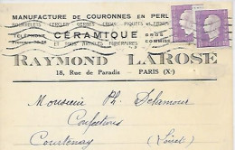 Carte Publicitaire Manufacture De Couronnes En Perles Céramique Et Tous Articles Funéraires R. Larose 18 Rue De Paradis - District 10