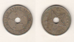 Congo Belge 20 Centimes 1911 Belgish Congo 20 Centesimi Nickel  Coin K 19 - 1910-1934: Albert I