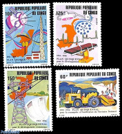 Congo Republic 1982 Five Years Plan 4v, Mint NH, Health - Nature - Science - Transport - Health - Water, Dams & Falls .. - Telekom