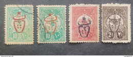 TURKEY OTTOMAN العثماني التركي Türkiye 1917 STAMPS FOR THE INTERIOR EGIRA 1332 E PTT CAT UNIF 520/523 - Gebraucht