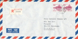 China Registered Air Mail Cover Sent To Denmark 8-2-1984 Topic Stamps - Luftpost